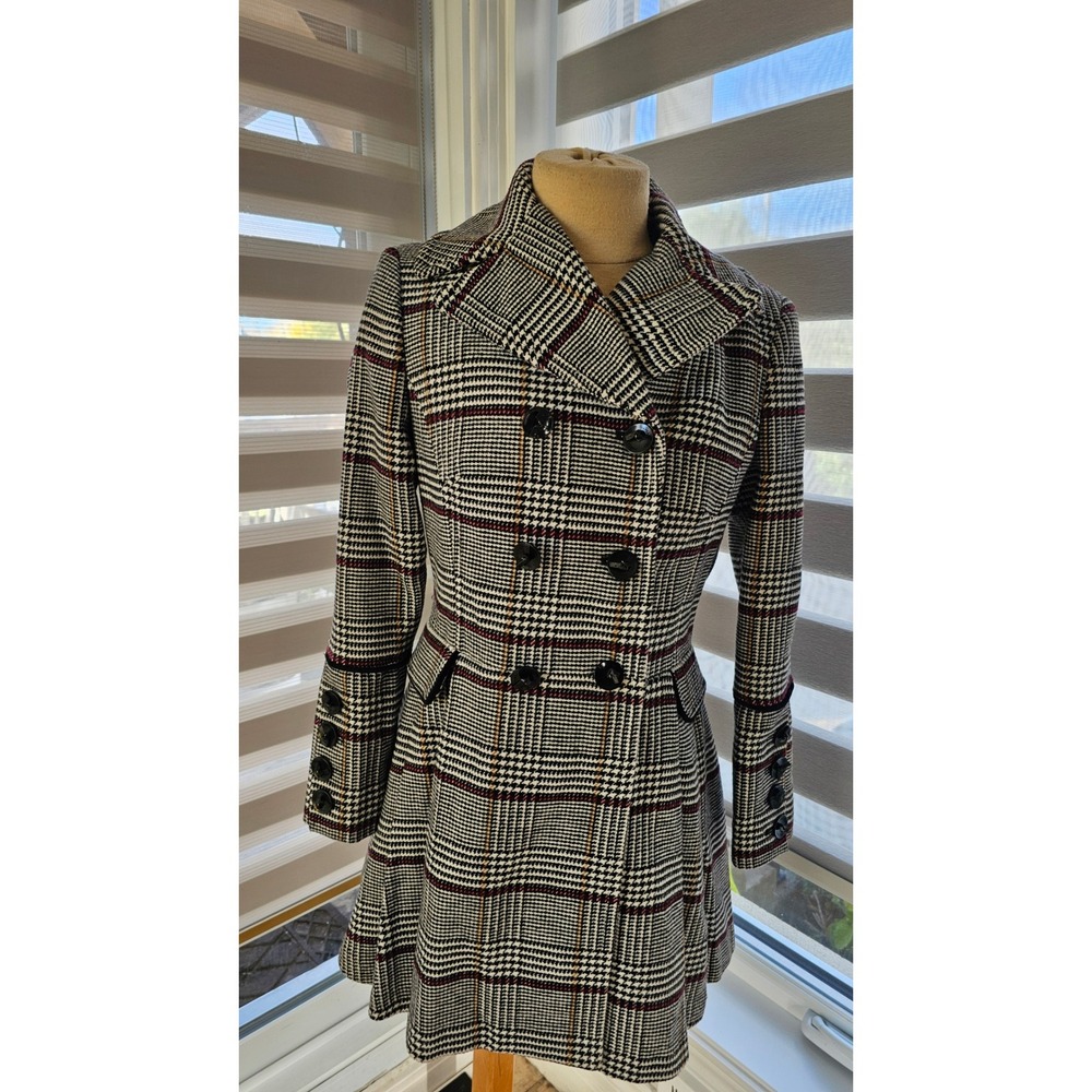 Ivanka Trump Women's Plaid Double‎ Breasted Peplum Coat Size 4